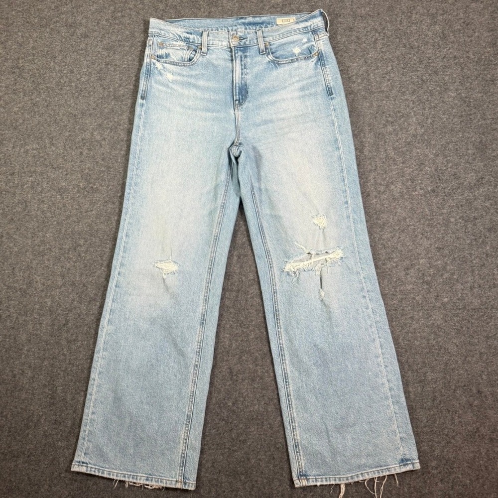 AYR Secret Sauce Wide Leg Distressed Jeans Light Wash Blue 30S Made in LA